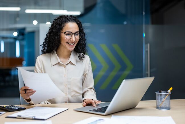 businesswoman working on laptop